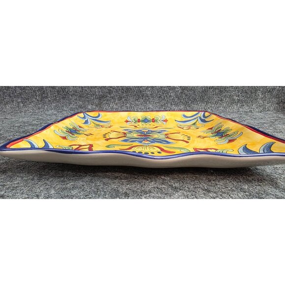 Maxcera Hand-Painted Yellow Talavera Floral Ceramic Plate 11.5″ Square - Picture 5 of 6